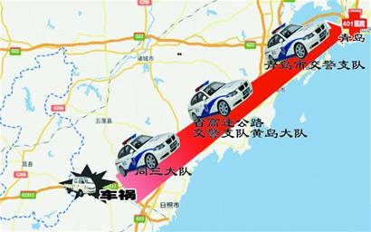 日東高速車禍傷員轉青島治療 警車開道3小時抵達